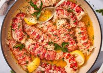 Butter-Poached Lobster Tail with Saffron Cream Sauce