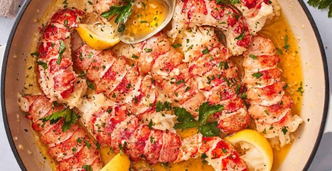 Butter-Poached Lobster Tail with Saffron Cream Sauce